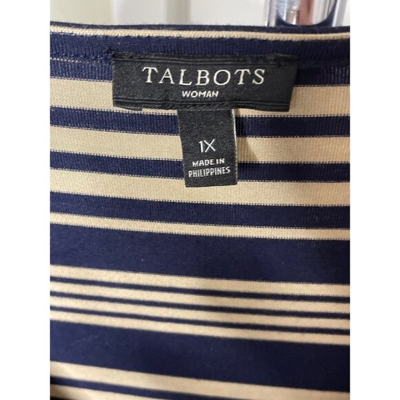 Talbots Tan Black Faux Wrap Short Sleeved Midi Dress Sz 1X - Picture 5 of 10